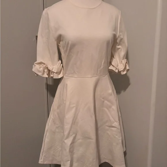 Ted Baker Ivory Long Sleeve Dress with Ruffle Detail - Picture 3 of 12